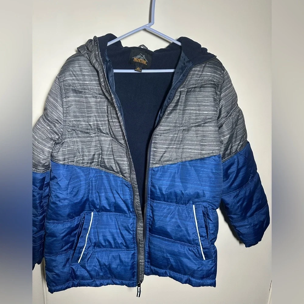Pacific Trail Blue and Gray Kids Puffer Jacket - Picture 4 of 5